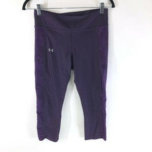Under Armour Womens 19” Printed Running Crop Leggings Stretch Purple Size S